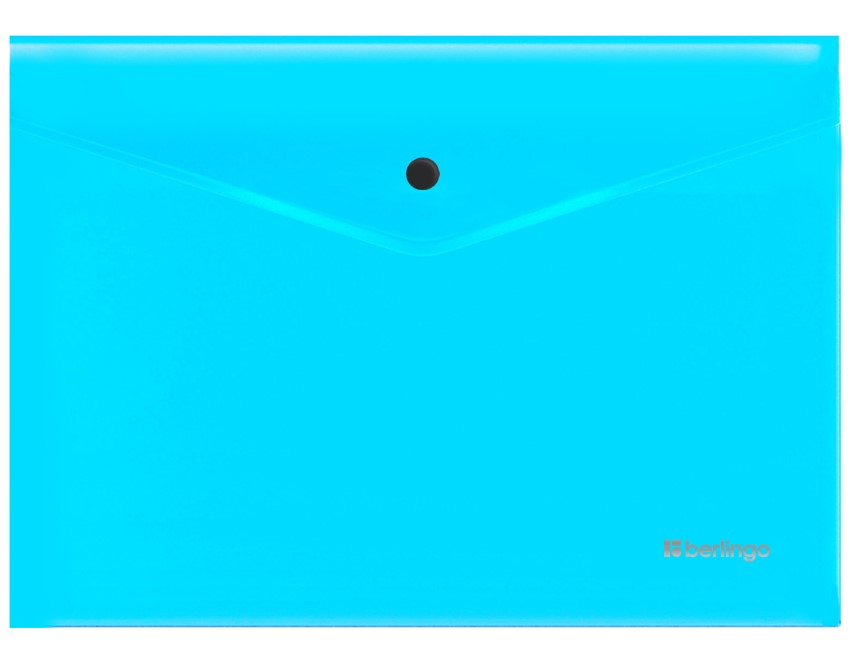 Папка конверт на кнопке 'Berlingo. Neon', А4, 200 мкм, непрозрачная, голубой, EFb_А4393