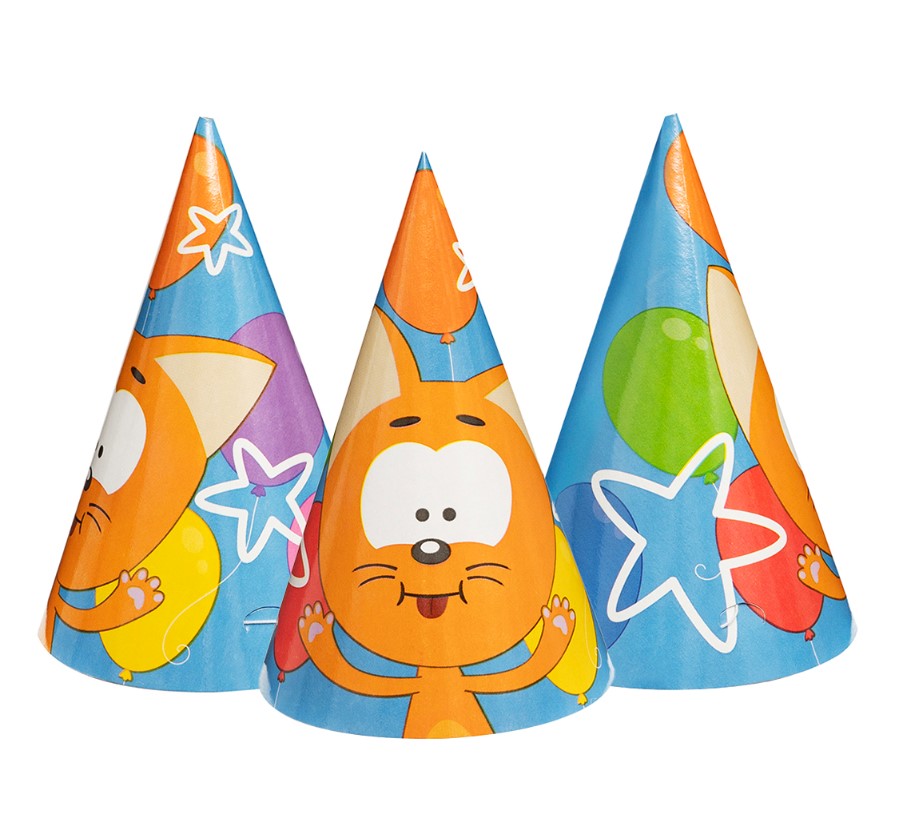 Колпаки, Котенок Котэ, С Днем Рождения!, 6 шт. в упак, 501643