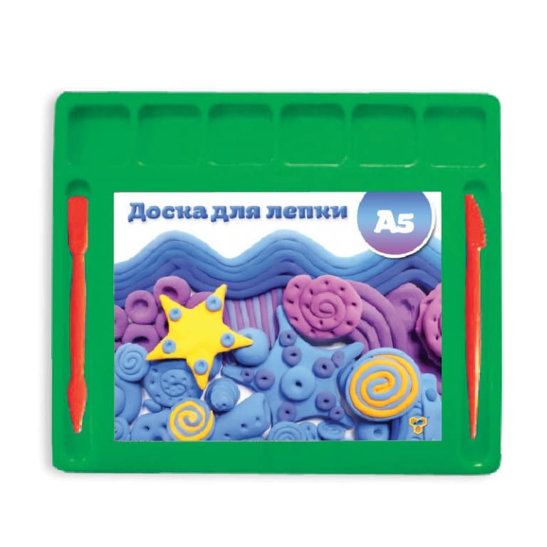 Доска для лепки А5 цветная, 2 стека+ отделения для пластилина, ДЛ-03;ДЛ-01