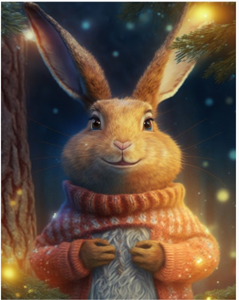 Алмазная мозаика, Зайчик в свитере, 17х22 см, 19 цветов, НД-7604