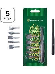 Перья плакатные ширококонечные "GREEN lINE", 5 штук и держатель в комплекте, EO358