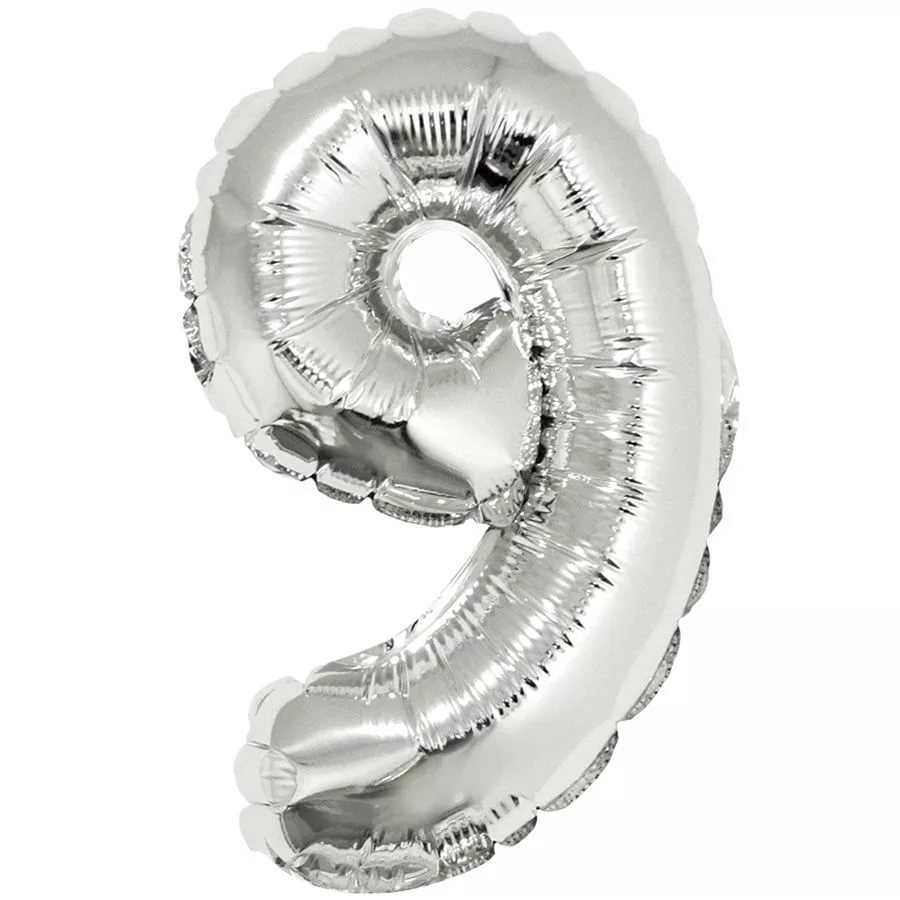 Шары фольга Цифры 40' Серебро '9' 100 см.