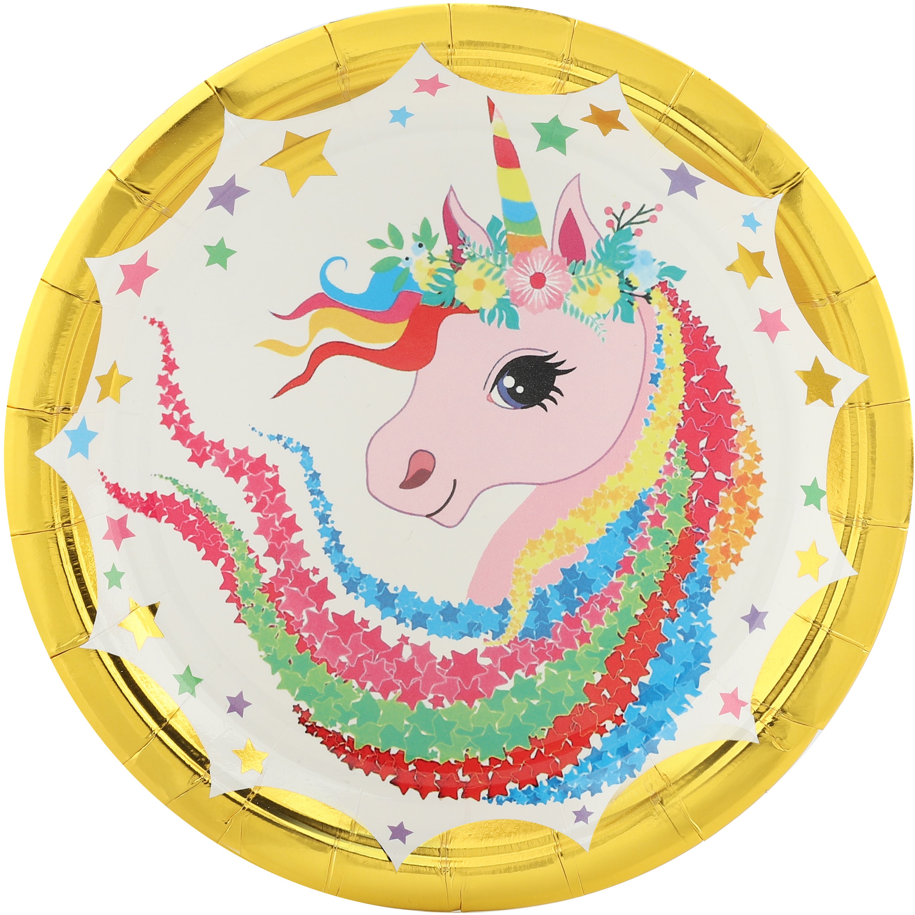 Тарелки (7'';18см) Красочный Единорог , разноцветный , (6 шт;уп), 6231410