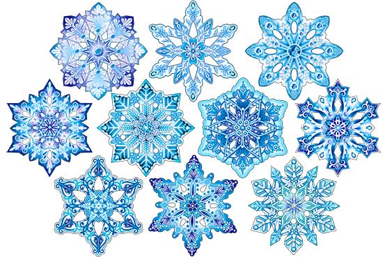 Украшение на скотче для декорирования,'Снежинки',100х100 мм, (10 шт;уп), ассорти, HP-60