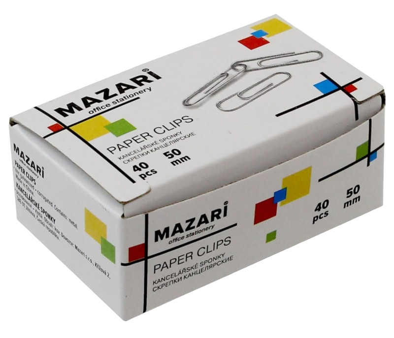 Скрепки канцелярские гофрированные, 50 мм, (40 шт;уп), оцинкованные, картонная коробка, M-6893