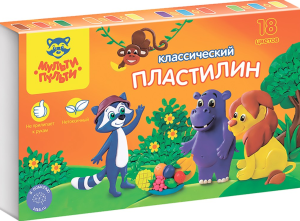 Пластилин Мульти-Пульти "Приключения Енота", 18 цветов, 360г, со стеком, картон КП_10211