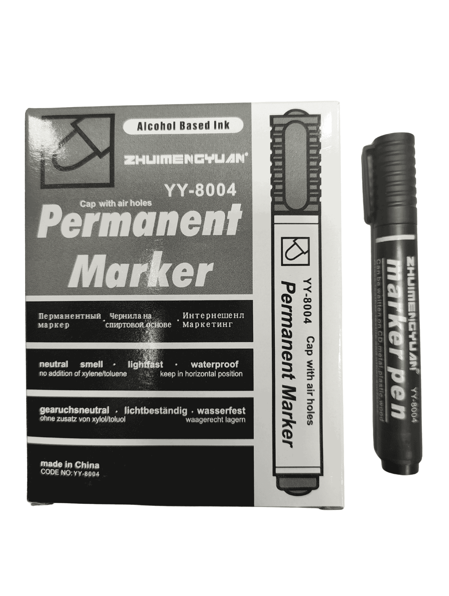 Маркер перманентный, 3 мм, черный цвет, YY-8004