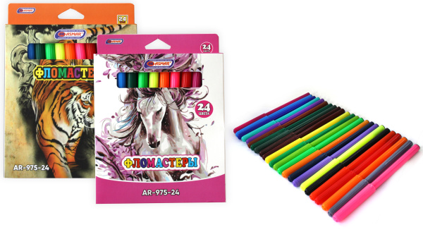 Фломастеры 24 цвета, карт.упаковка, европодвес AR-975-24
