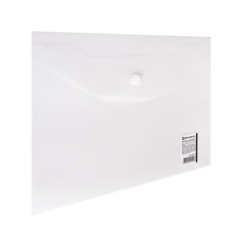 Папка-конверт с кнопкой МАЛОГО ФОРМАТА (240х190 мм), А5 прозрачная, 0,18 мм, BRAUBERG, 227314