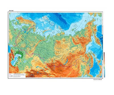 Карта настенная интерактивная Россия физическая 1:14,5 млн 60х41 см, Globen, КН050