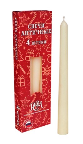 Свечи античные, белые, (4 шт;уп), 4300401