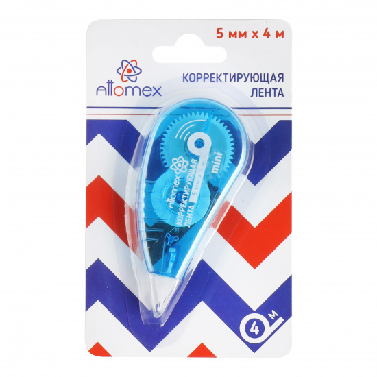 Корректирующая лента 'Attomex' 5 мм х 4 м , синий прозрач. корпус , фронт. аппликатор, 4062101