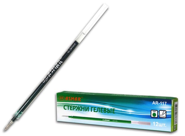 Стержень гелевый зеленый, 138 мм., 0,5 мм., в упаковке,  AR-117;ЗЕЛЕНЫЙ