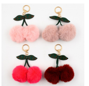 Брелоки меховый с карабином,  Вишня 12х13см цвет, асс, 1380
