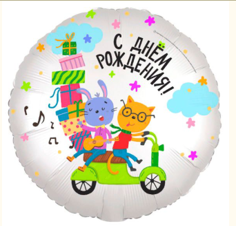 Шар фольга круглый Agura "С Днем Рождения, друзья на мотоцикле", 752463