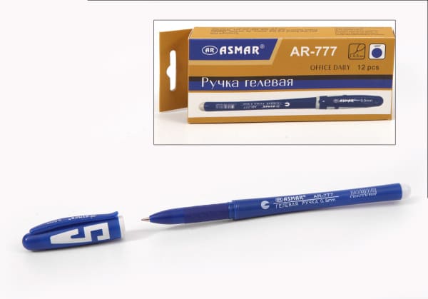 Ручка гелевая синяя, 0.5 мм AR-777;СИН