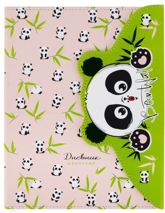 Дневник 1-11 класс 48 л., кожзам (твердая), магнитный клапан, ЮНЛАНДИЯ, Панда, 106563
