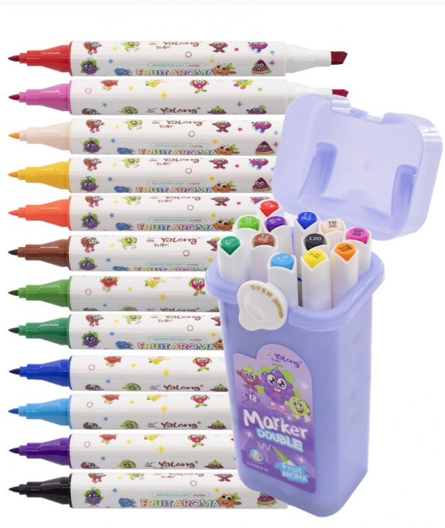 Маркеры для скетчинга ароматизированные 12 цв (двусторонние), YL221812-12