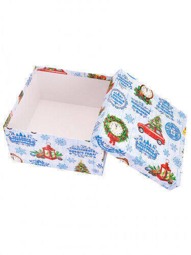 Коробка подарочная Miland 'Пожелания с Новым годом',10х10х7 см., квадратная(Серия 5в1), картон, 1314