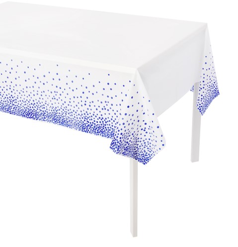 Скатерть одноразовая, Конфетти, Белый/Синий, 137х274 см, 1 шт, 6012155