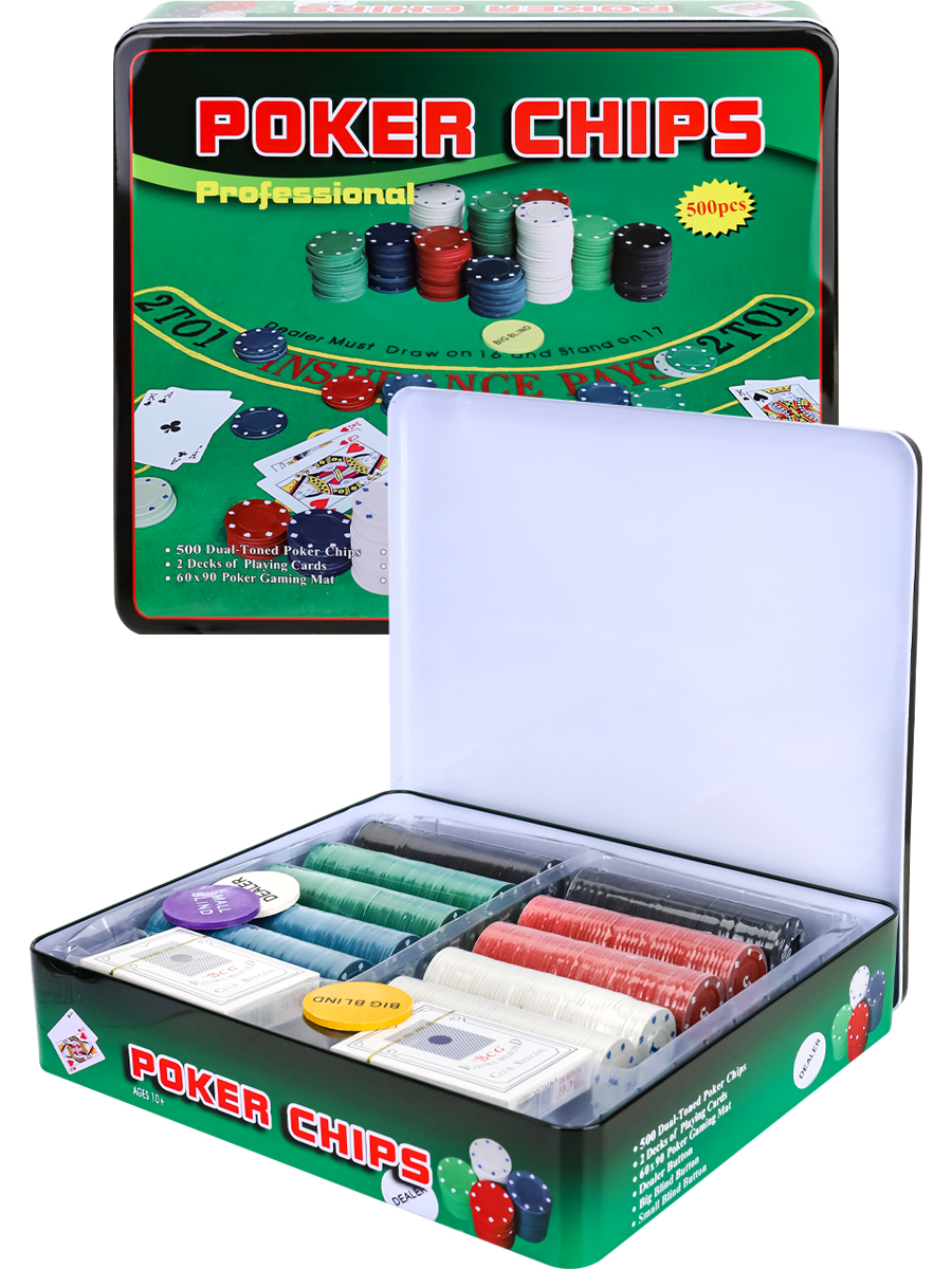 Набор для покера в металл. коробке 'Бэкдор', 500 фишек с номиналом, cукно, 29~7~33 см ИН-8290