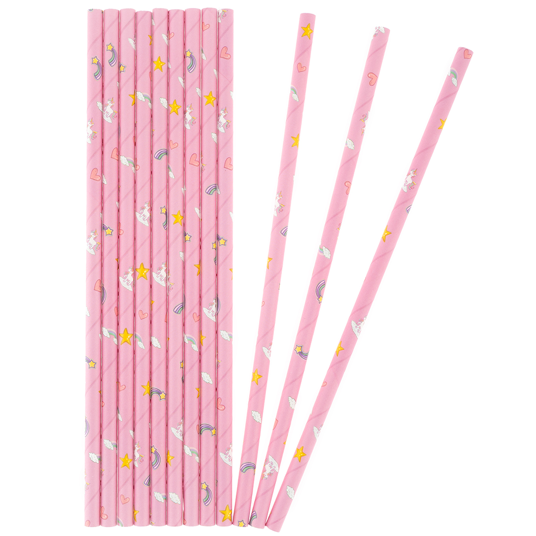 Трубочки для коктейлей, Единороги, Розовый, 12 шт, 6233651