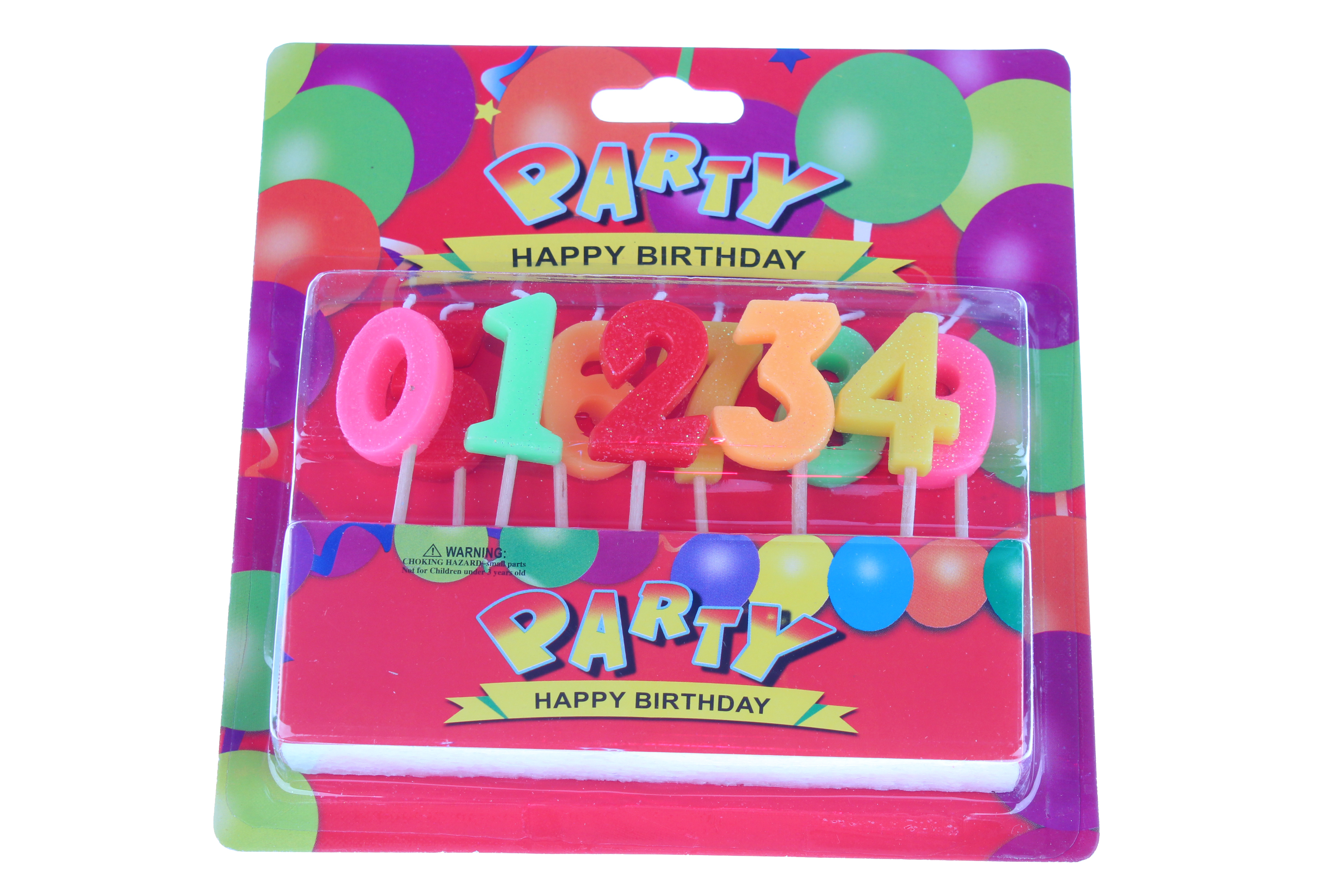 Свечи для торта цифры от 0 до 9, на шпажках, картон. уп., европодвес, OM200106