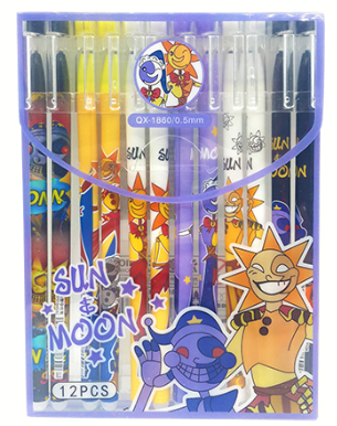 Ручка пиши-стирай ,'Basir', гелевая 0,5 мм, Луна и Солнце , синяя, QH-1860