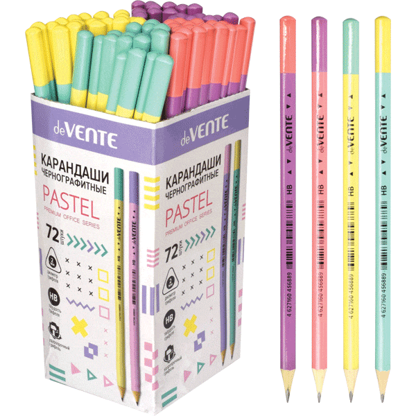 Карандаш чернографитный deVENTE 'Pastel', НВ, трехгранный , без резинки , заточ, 5032902