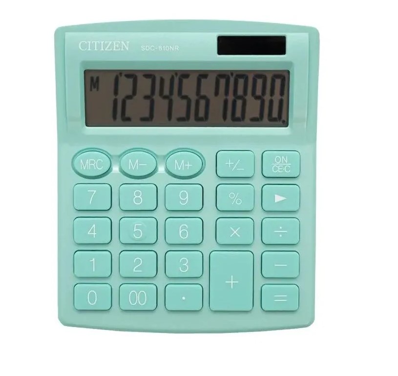 Калькулятор настольный Citizen SDC-810NR-GN, 10 разрядов, двойное питание, SDC-810NR-GN