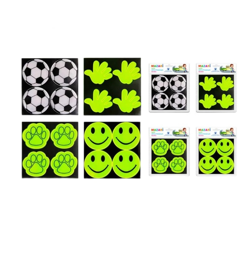 Набор наклеек светоотражающих МИКС, (4 шт;уп), M-7201