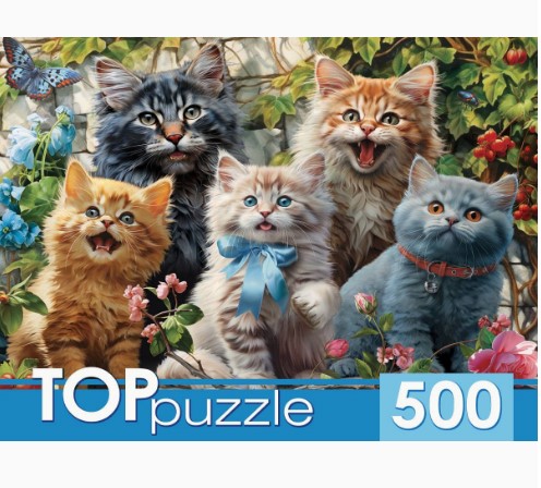 ПАЗЛЫ 500 элементов. СЕЛФИ КОТЯТ В САДУ, Ф500-3867