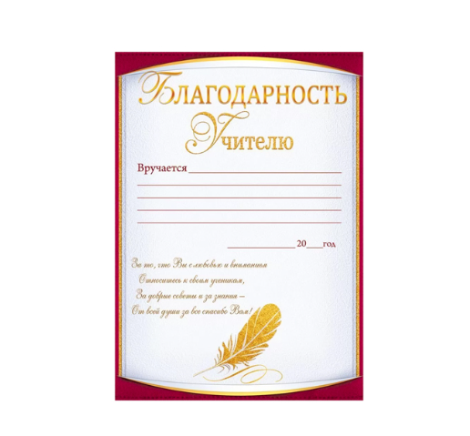 Благодарность учителю А4,  85.596
