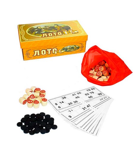 Игра настольная 4+, KWELT, Лото, в наборе: деревянные бочонки- 90 шт, К-12360