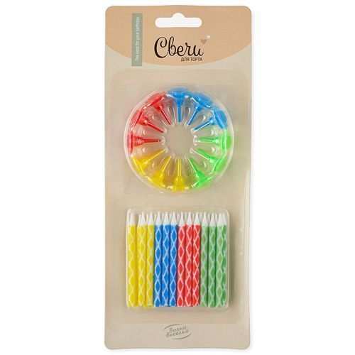 Свечи Ромбики, Ассорти, 0,5~6 + 2 см, 24 шт. с держат., 802918