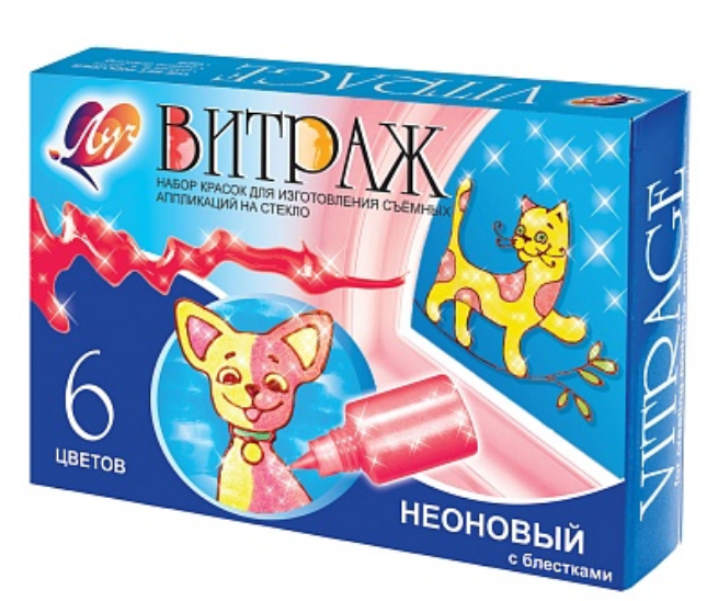 Краски Луч, Витраж 6 цв, неон с блестками, 17С1159-08