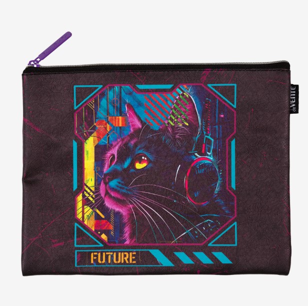 Папка для тетрадей 'deVENTE Label. Cyber Cat' A5 (27x20,5x1 см) на молнии сверху, 8053525