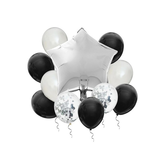 Набор шаров фольги и латекс с конфетти , дизайн ассорти , (14 шт;уп), 00019