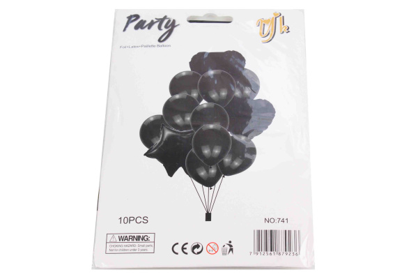 Набор шаров 'Черное ассорти',10 шт. в наборе (3 фольгированных+7 латексных), 910