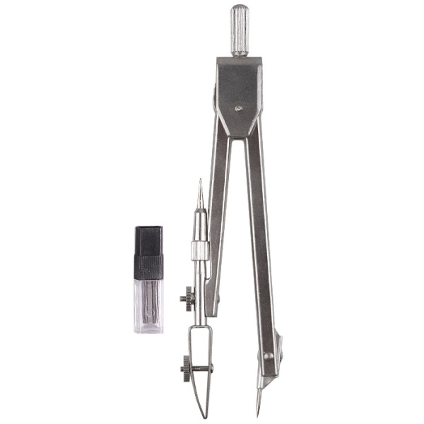 Циркуль металлический Darvish, с рейсфейдером, в пластик. футляре, + грифель, DV-3018