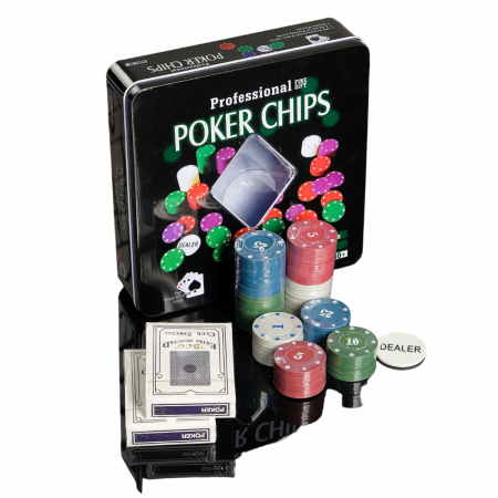 Покер, набор для игры (карты 2 колоды, фишки 100 шт.), с номиналом, 20 х 20 см, 278717