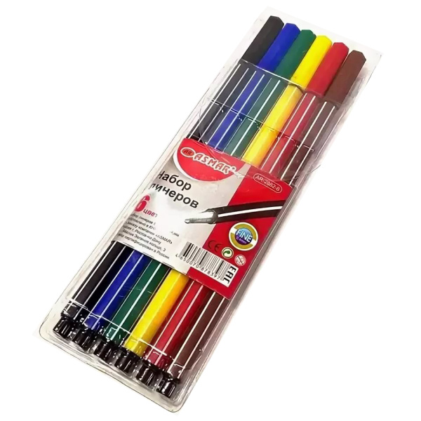 Набор линеров 'ASMAR' 6 цветов, толщ. линии 0,4мм, AR-2882-6