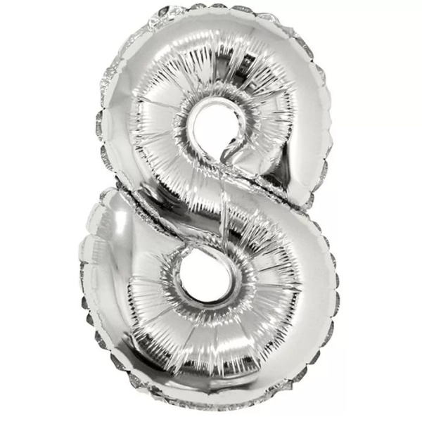 Шары фольга Цифры 40' Серебро '8' 100 см.