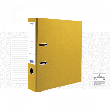 Папка регистратор , А4 ,"Attomex. Lite" , 75 мм , жёлтая , c металлической окантовкой, 3093813
