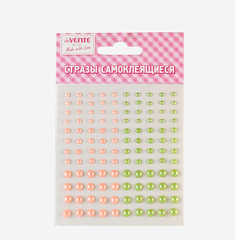 Стразы самоклеящиеся "deVENTE. Жемчуг" ассорти, карточка 9,5x10,5 см, 8004059