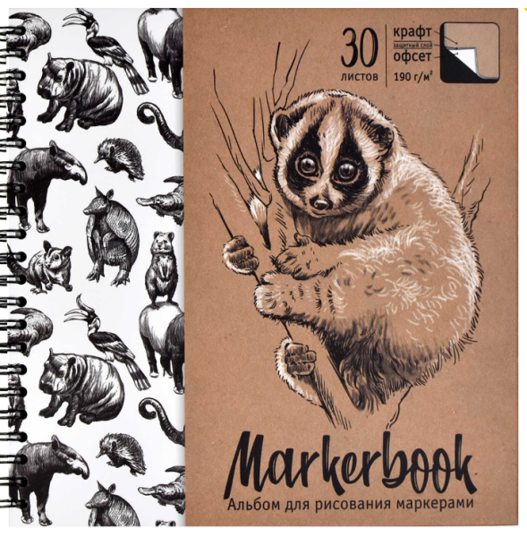 Альбом для рисования маркерами 30 л, гребень, 54041