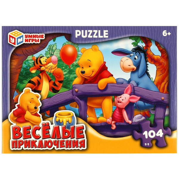 Пазлы классические в коробке. 104 детали. 190х141х35 мм, 'Весёлые приключения', 365056