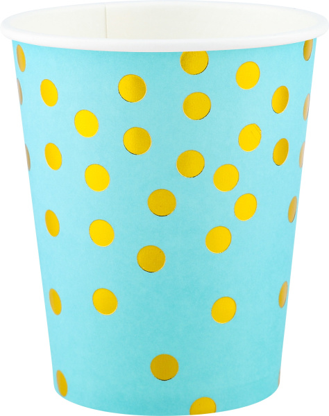 Стаканы 'Золотое конфетти', голубой;золото, металлик, 250 мл, (6 шт;уп), 6231388